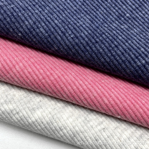 330GSM Stretched Cotton Polyester Knitted 2x2 Rib Fabric